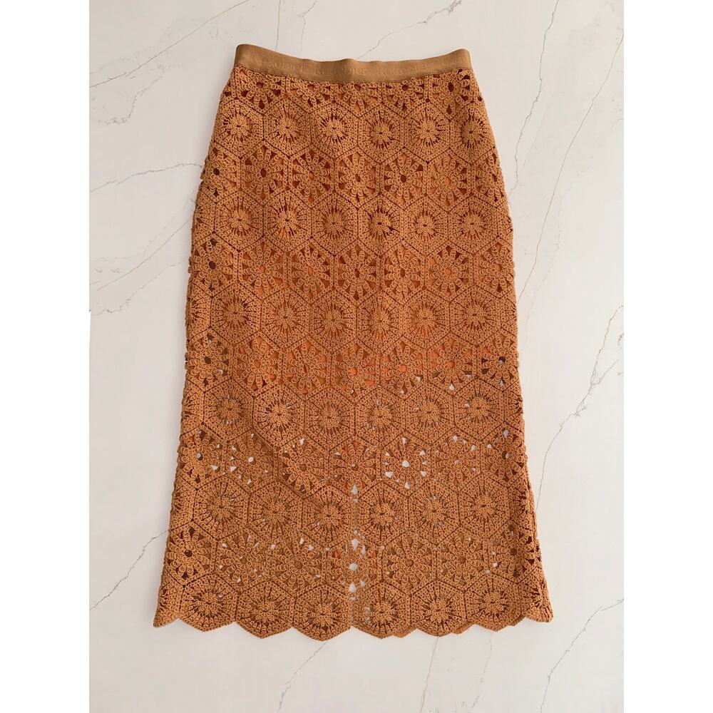 Rodebjer Trixie Crochet Midi Skirt Warm Sand Soft Orange 100% cotton Size Large